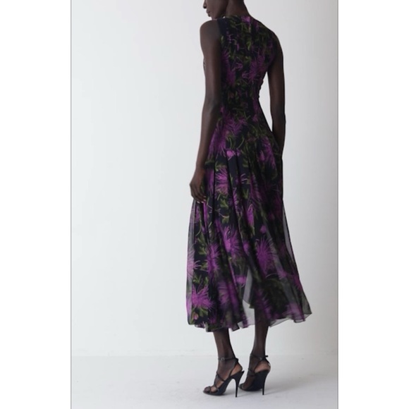 Oscar de la Renta Chrysanthemum Floral Midi Dress - Picture 3 of 12